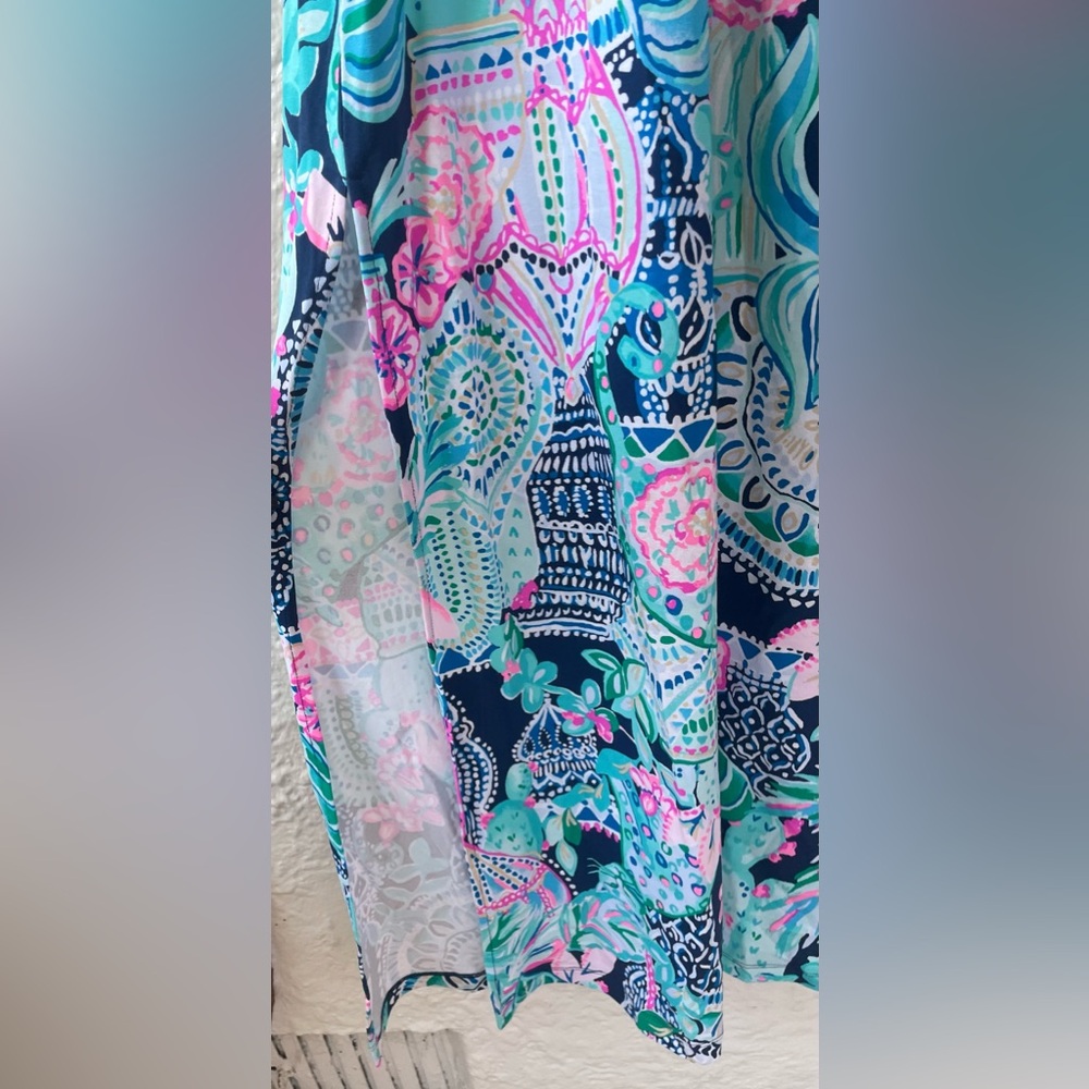 Lilly Pulitzer Wynne Maxi Dress Looking sharp Size XL Side Slits Animal Print - Picture 5 of 8